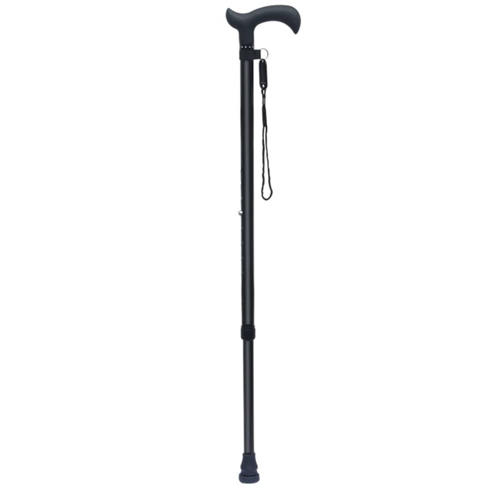Aluminum Offset Cane with Ergonomic Grip, Portable Telescoping Walking Cane for Daily Mobility Support, Black