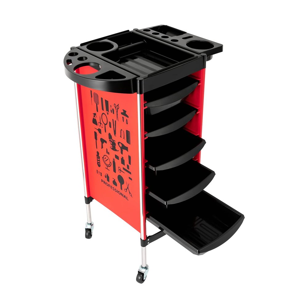 SICHENSH 6-Tier Salon Trolley with 5 Drawers, Red