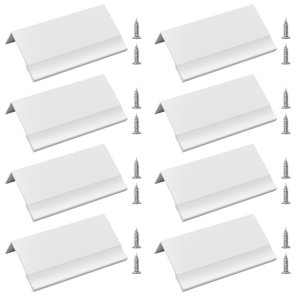 10-Pack Finger Edge Pull Handles, Concealed Aluminum Alloy Drawer Handles, 80 mm, Warm White