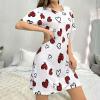 Women's Short-Sleeve Nightshirt with Round Neck and Heart Pattern view 4