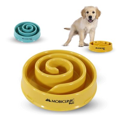 Mobiclinic Pets Slow Feeder Dog Bowl, Non-Slip Spiral Design, 19.5 x 4.6 x 20.6 cm, 500 mL