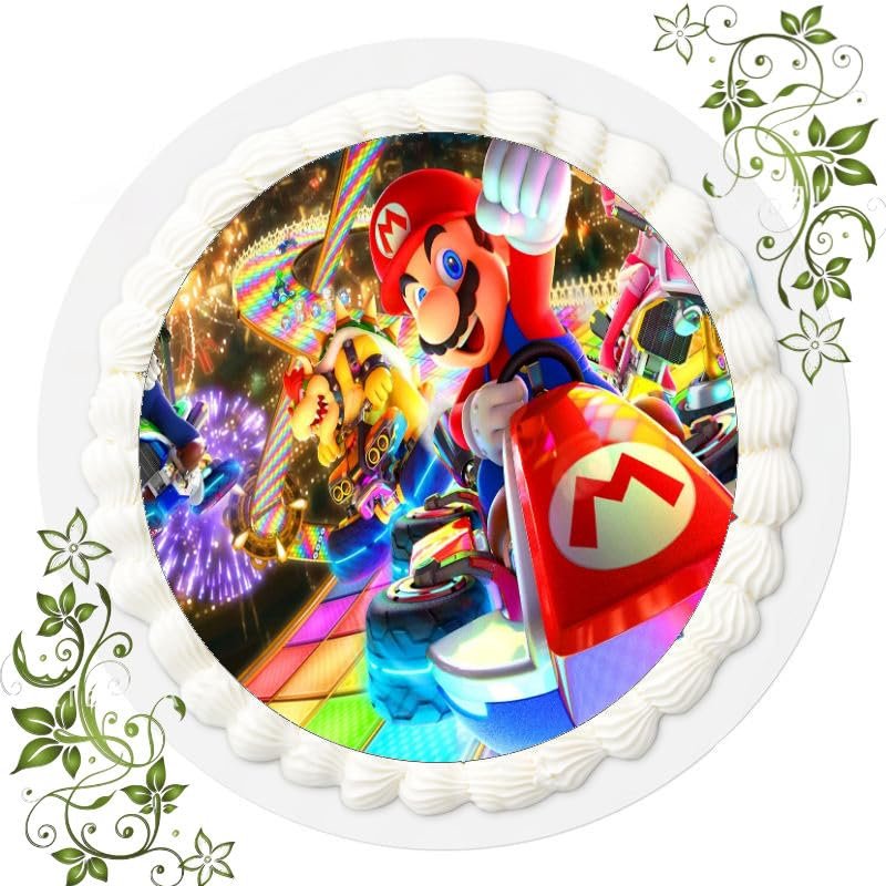 Super Mario Edible Cake Topper, Premium Wafer Paper, Round, 20 cm