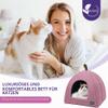 Voarge Cat Cave Bed, Soft Warm Plush Cat Nest with Removable Inner Cushion, Pink L view 2