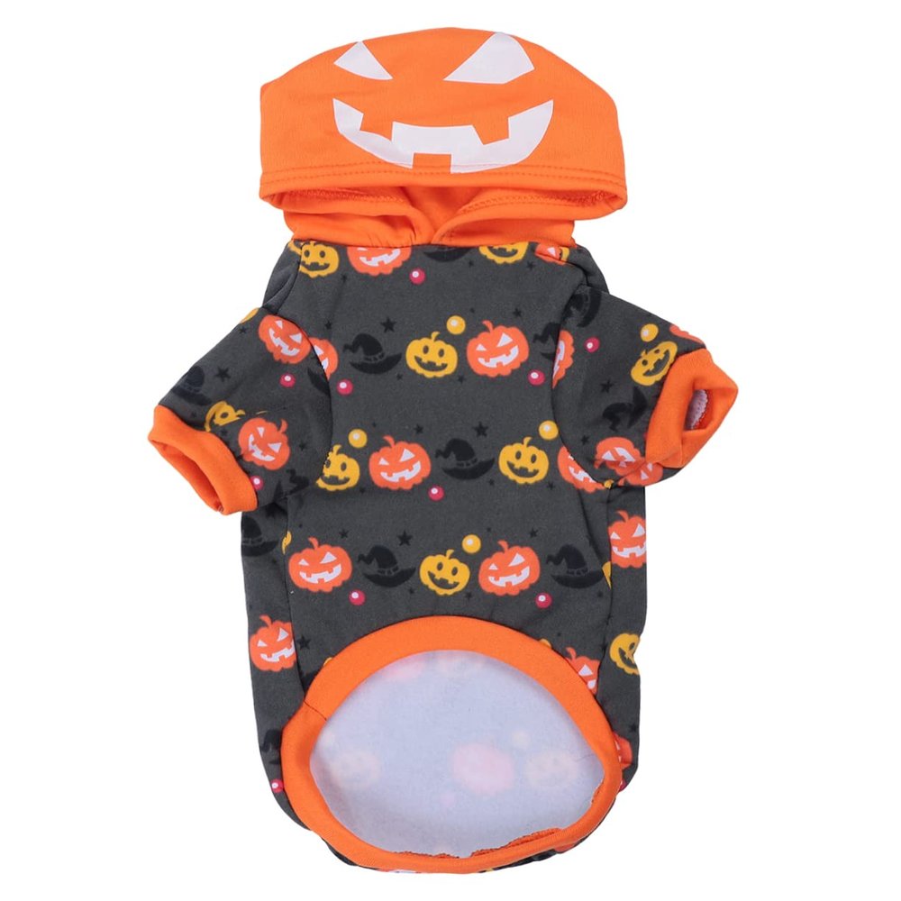 Angoily Pet Costume Hoodie for Dogs, Funny Halloween Pumpkin Outfit for Small Pets, Warm and Comfortable for Costume Parties and Festivals