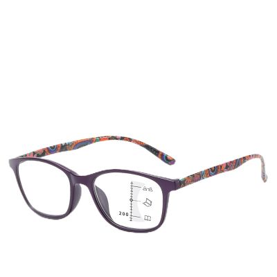 KGAILL Women's Retro Progressive Multifocal Reading Glasses, Blue-Light Filter, Spring Hinges, +1.50, Purple
