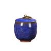 Jonesangle Aorm Small Pet Urn, Vintage Style, Portable, Ice Crackle Pattern, Sapphire Blue, 60 mL view 1