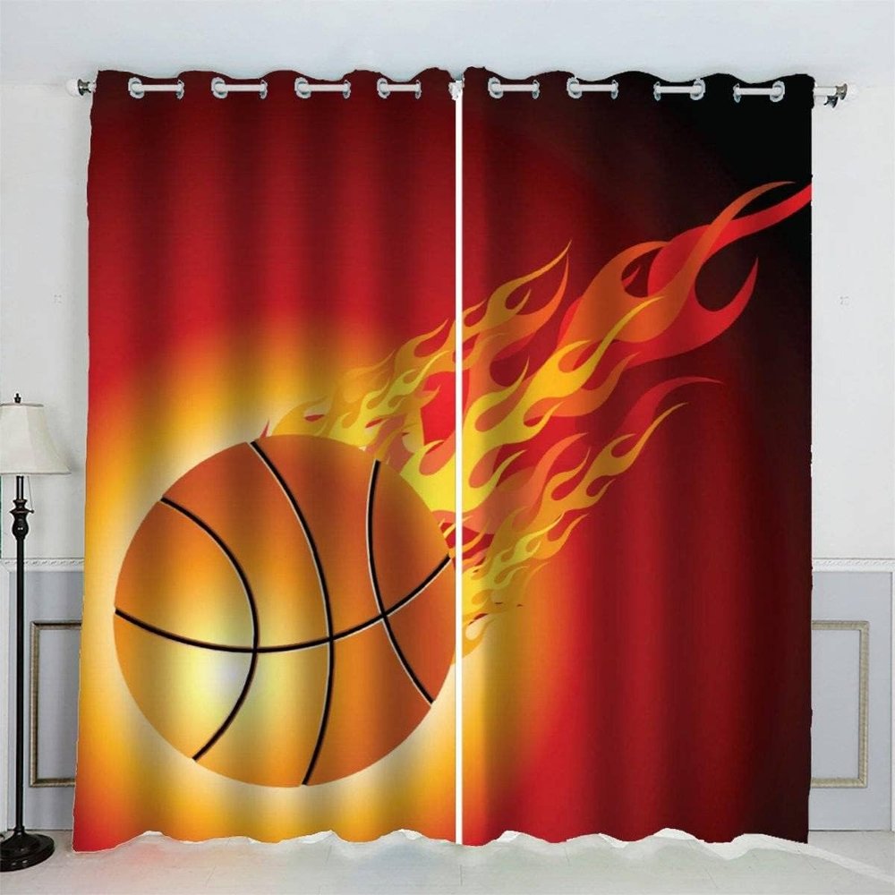MEVASA 3D Basketball Blackout Curtains, 150 x 166 cm, Polyester, 2 Panels