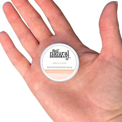 The Natural Deodorant Co. Mini/Sample Size 10g, Citrus Crush Teen Deodorant Balm, Lasts 10 Days, All-Day Protection