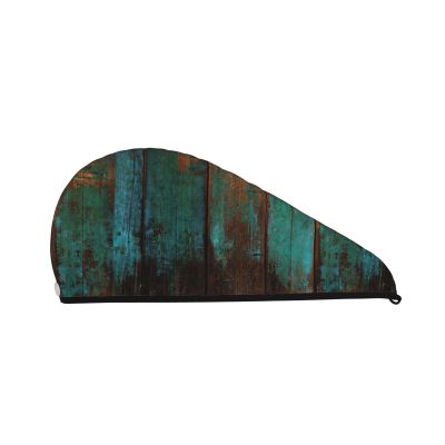 Blue-Green Wood Grain Coral Velvet Absorbent Hair-Drying Cap