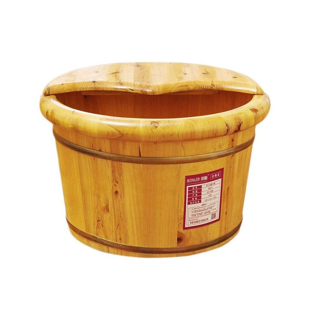 GSDOMJ Wooden Foot Bath Bucket with Lid