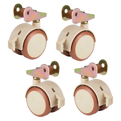 2-Inch Rubber Swivel Casters with Brake for Furniture, Replacement Crib Furniture, Reversible U-Bracket (20 mm/22 mm), Quiet and Safe, 4-Inch, Load Capacity 60 kg, Bracket Spacing 22 mm (Color: Univ