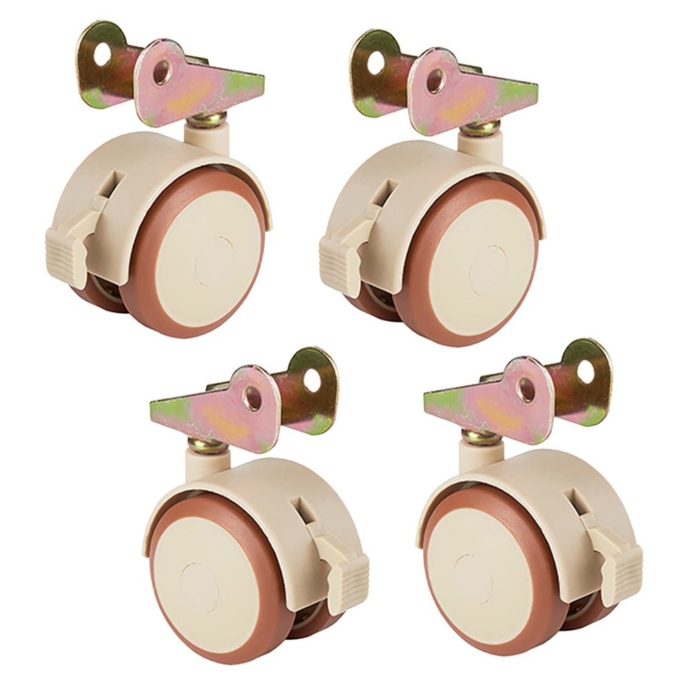 2-Inch Rubber Swivel Casters with Brake for Furniture, Replacement Crib Furniture, Reversible U-Bracket (20 mm/22 mm), Quiet and Safe, 4-Inch, Load Capacity 60 kg, Bracket Spacing 22 mm (Color: Univ
