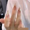 Handcrafted Nail Art False Nail Tips, Light-Luxury Halo Dye Love Gradient, Glittering Diamond Long Style (Size: M) view 2