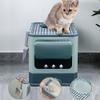 OHMG Cat Litter Box with Lid, Scoop, Pull-Out Tray, 2 Openings, Leak-Resistant Base view 4
