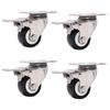 Furniture Swivel Casters with Brakes, PU Wheels, 50 mm, Black, 4-Pack view 1