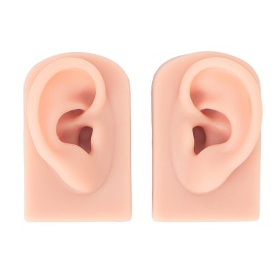Ghzste 1 Pair Silicone Ear Models, Flexible, Soft, Reusable, Artificial Human Skin, Silicone Piercing Models (Light Beige)