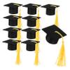 HEMOTON 10-Piece Mini Graduation Cap Cake Decorations with Yellow Tassels view 1
