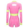 GRRKDFQ Sexy Lingerie Cosplay Costume, Long-Sleeve Bodysuit with Front Zipper, Pink, L view 4