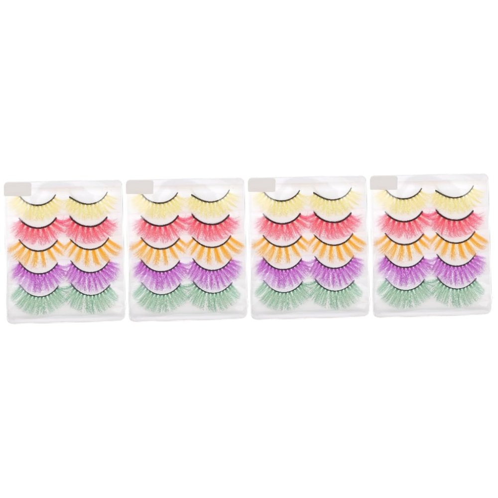 Housoutil 20 Pairs of Colored False Eyelashes, Long Natural-Looking 3D Lashes