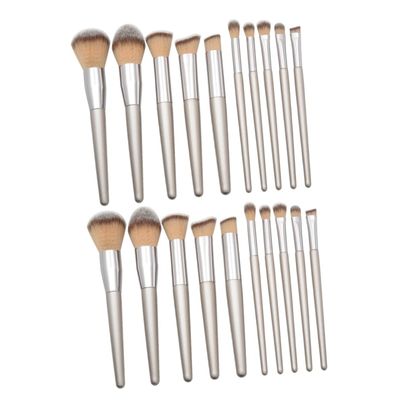 Housoutil 20-Piece Makeup Brush Set with Wooden Handles, Portable Hair and Face Brush Set for Women, Travel Cosmetics