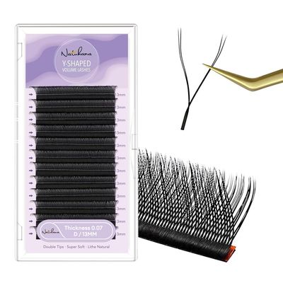 Natuhana YY-Shape Lash Extensions, 0.07 D Curl, 13 mm, 4D Volume, Black