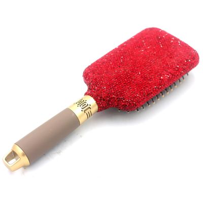Bestbling Hair Brush for Detangling, Scalp Massage, Anti-Static, Smooth Hair, Luxurious Rhinestone Design (Square02 Red)