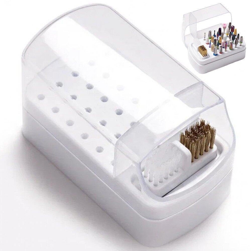 2-in-1 Nail Drill Bit Holder, 30-Hole Dustproof Case