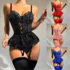WILLBEST Women's Sexy Floral Babydoll Lingerie Set with Bustier and Garters view 3