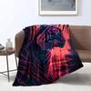 Tiger and Nature Retrowave 3D Thick Warm Flannel Fleece Blanket, 59 x 78.7 in (150 x 200 cm) view 1