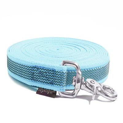 Mystique Rubberized Training Lead 20 mm with Stainless Steel Scissor Snap Hook, Light Blue, 10 m