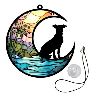 OUNONA Decorative Acrylic Dog and Moon Window Hanger