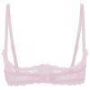 GRRKDFQ Women's Sheer Lace Open-Cup Bra, Pink, L view 2