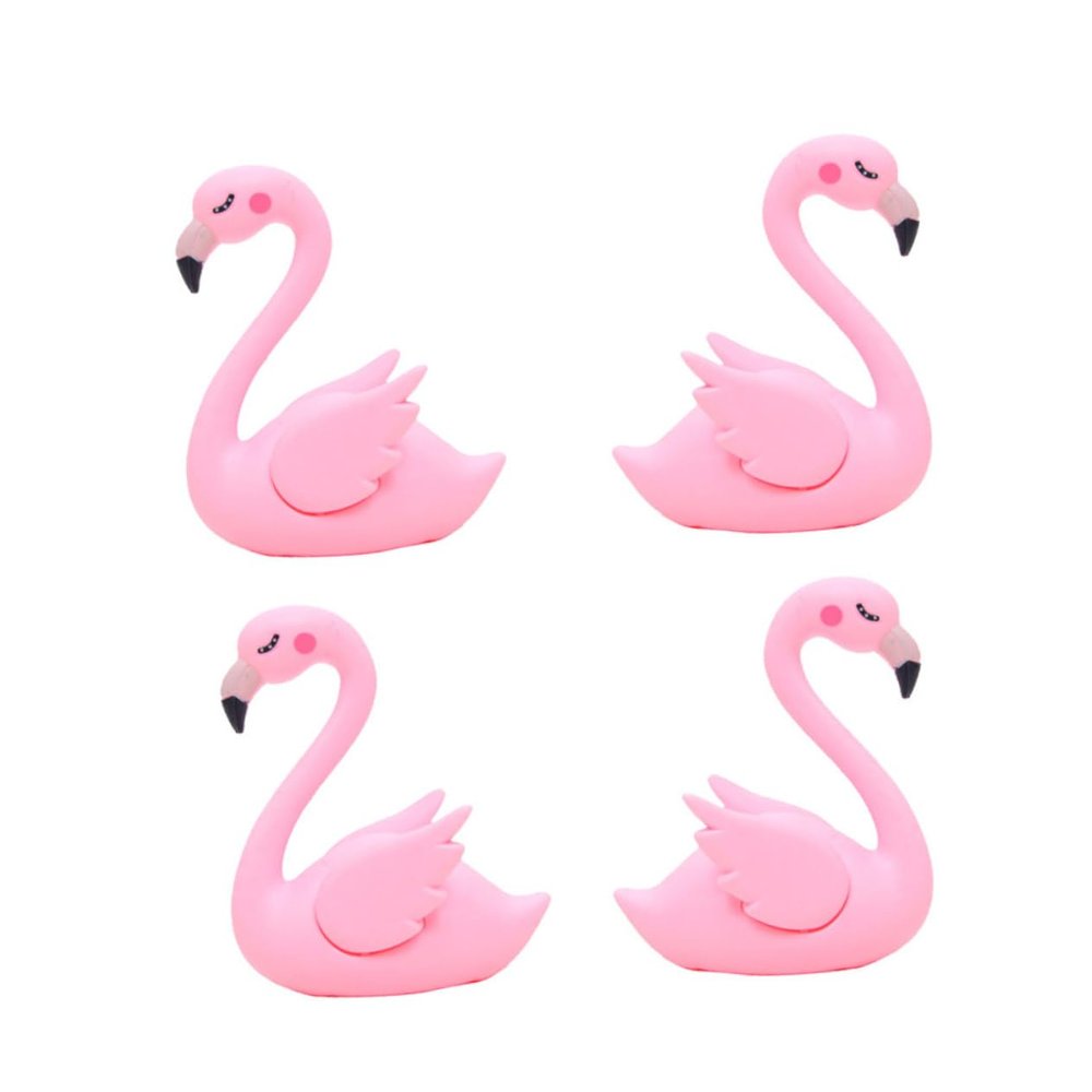 TOPBATHY Pink Flamingo Cake Decorations, 4-Piece Plastic Set