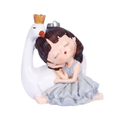 TOPBATHY 1-Piece Swan Girl Figurine Cake Decor, Cartoon Resin Ornament for Birthdays, Parties, Tables, and Miniature Gardens