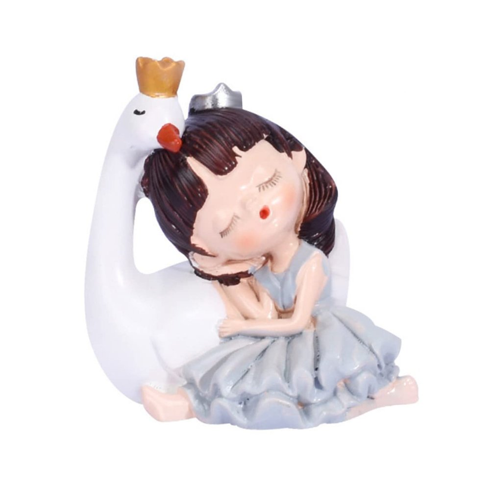 TOPBATHY 1-Piece Swan Girl Figurine Cake Decor, Cartoon Resin Ornament for Birthdays, Parties, Tables, and Miniature Gardens