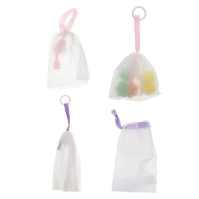 Face Shower Foam Net with Drawstring, Polyester and Nylon