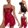 WILLBEST Women's Sexy Lingerie Set with Garter Straps, White Babydoll Bustier and Fishnet Stockings view 2