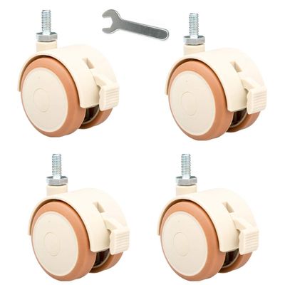 2-Inch Furniture Caster for Office Chairs and Baby Cribs, 120 kg Capacity, Double Wheel, Quiet, Threaded Stem (M8), Size M6