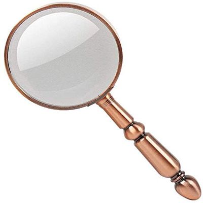 WEIDON Handheld Bronze Metal Magnifying Glass, HD Optical Glass, Retro Reading Aid, 1 Piece