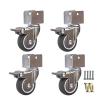 Quiet Casters with U-Shaped Brackets, 2-Inch Swivel Rubber Casters with Brakes, 75 kg Capacity, 4-Pack view 1