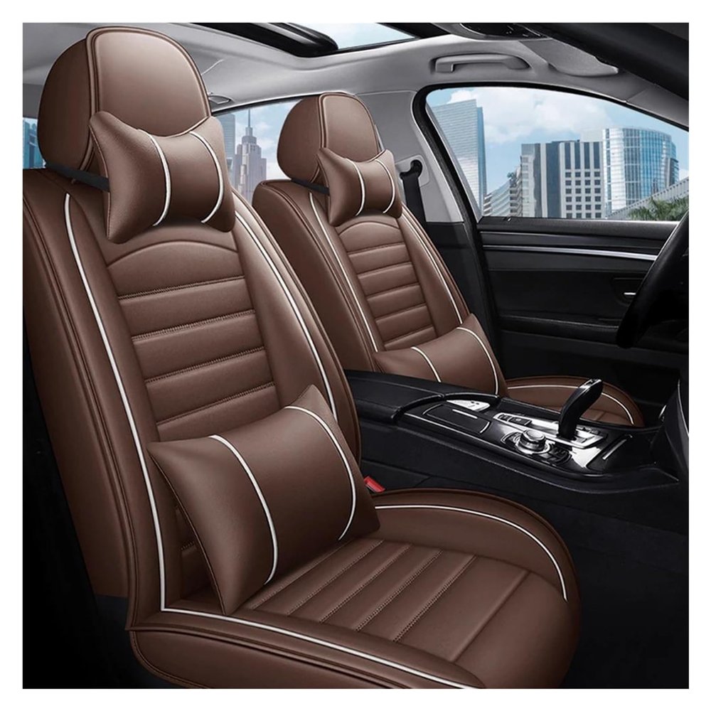 PU Leather Car Seat Cover Protector for Subaru Forester, Outback XV, Impreza, Legacy and Liberty, Complete Set (Coffee, 5-Seat Cushion)