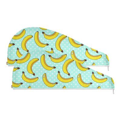 YOUJUNER 2-Pack Hair Turbans, Yellow Banana Pattern