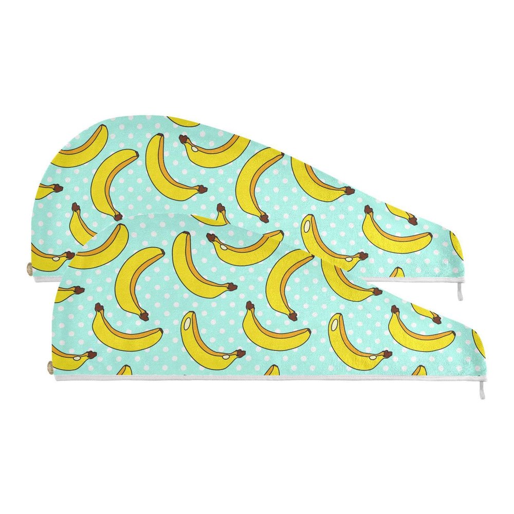 YOUJUNER 2-Pack Hair Turbans, Yellow Banana Pattern