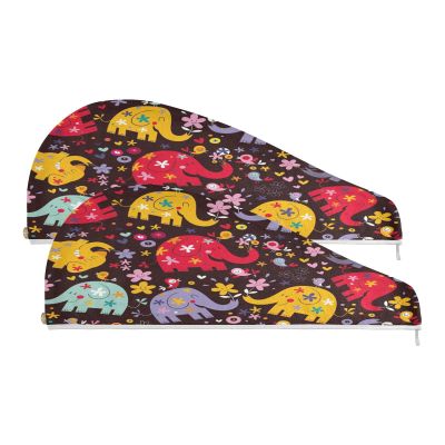 YOUJUNER 2-Pack Colorful Elephant Hair Towels for Women, Girls & Children