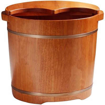 ZXNANA Wooden Cedar Foot Bath Tub with Lid and Massage Device