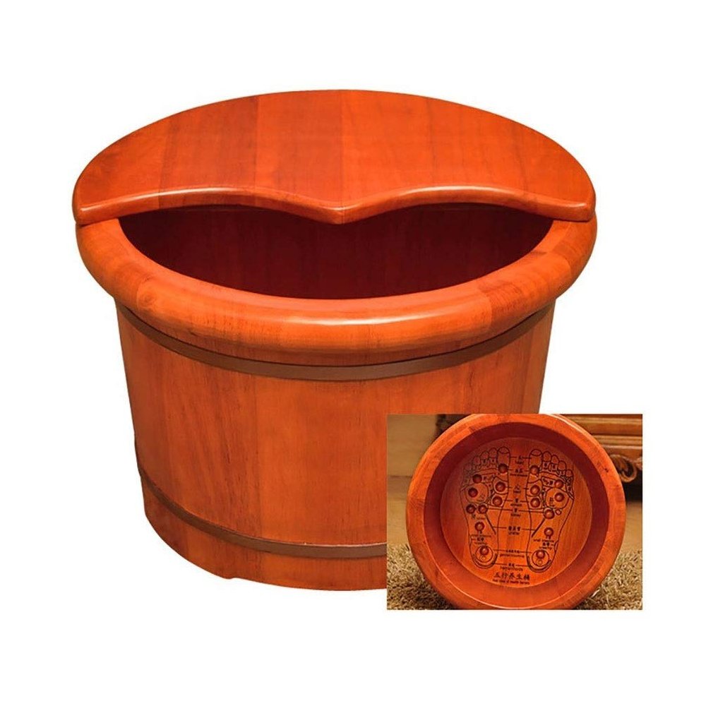 ZXNANA Wooden Barrel Foot Bath Bucket, Wooden Pedicure Soaking Basin for Adults (Size: B)
