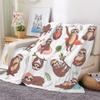 AKATIE Cartoon Sloth 3D-Printed Flannel Throw Blanket, Jungle Animals, 130 x 150 cm view 2