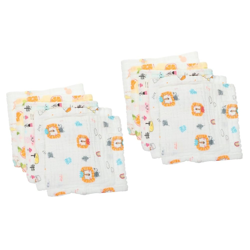 ibasenice 2 Sets Muslin Washcloths for Babies and Newborns, Soft Unisex Drool Bibs, Name-Printed, 5 Pieces