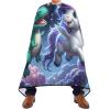 Cute Unicorn and Dinosaur in Space Barber Cape, Professional Haircut Cape, 164.8 x 140 cm view 2