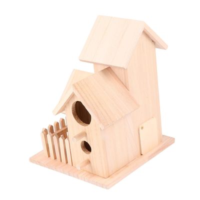 HAPINARY Wooden Hanging Bird Nest with Three Rooms for Garden Birds, Classic Design with Wide Entrance, Birdhouse and Bed for Small Birds
